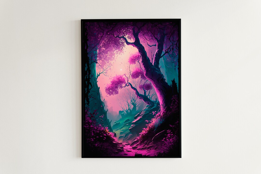 Enchanted Forest ~ Pink and Emerald Landscape Series, Third Piece ...