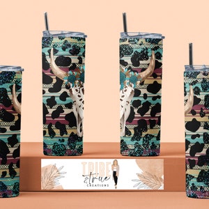 Sunflower Skully - 20oz Tumbler Wrap - Digital INSTANT Download - Sublimation Tumbler Design - Cow Tumbler Wrap, Western Tumbler Wrap