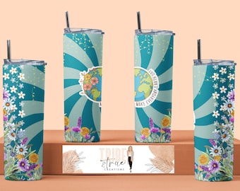 Earth Day - 20oz Tumbler Wrap - Digital INSTANT Download - Sublimation Tumbler Design - Floral Tumbler Wrap