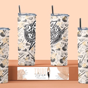 Rock N Roll - 20oz Tumbler Wrap - Digital INSTANT Download - Sublimation Tumbler Wrap - Hobby Tumbler Wrap, Music Tumbler Wrap