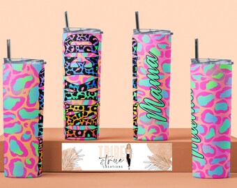 Inked Mama - Tattoo Tumbler Wrap - 20oz Tumbler Wrap - Digital INSTANT Download - Sublimation Tumbler Design - Leopard Tumbler Wrap