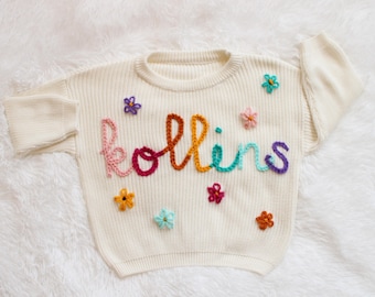 Hand Embroidered Baby Sweater: Personalized Keepsake Gift