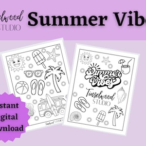 Summer Vibes Coloring pages, kids coloring pages, summer coloring pages, Summer Time coloring page, adult coloring pages