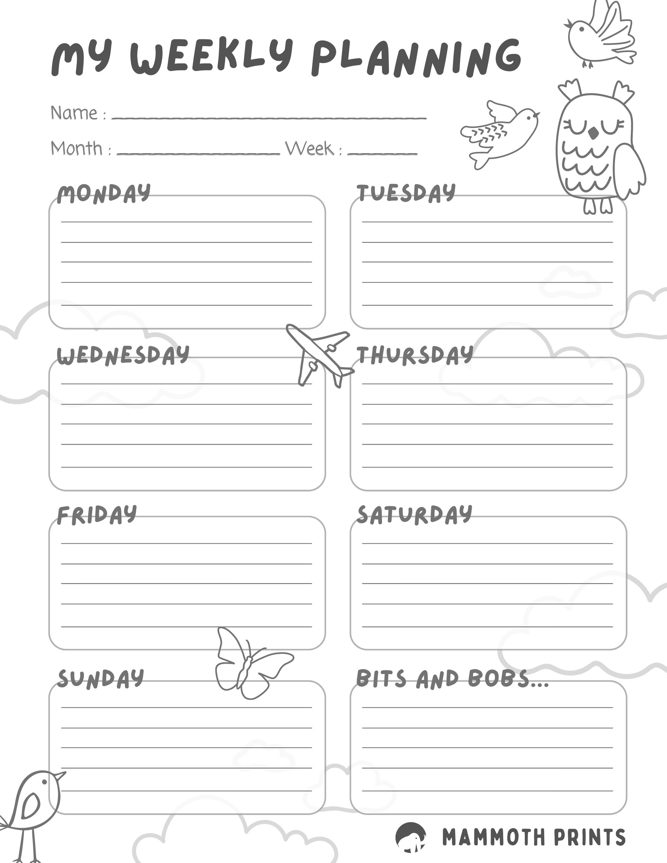 Printable daily planner for kids instant download fun way to get
