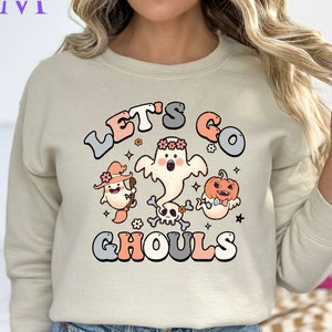Let&#39;s Go Ghouls Sweatshirt | Cute Halloween Shirt | Ghost Shirt | Halloween Sweatshirt | Fall Shirt | Lets Go Ghouls