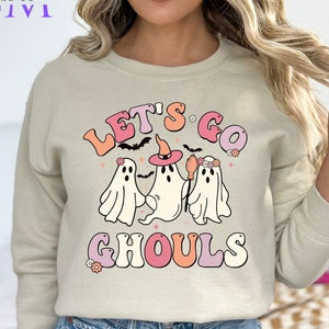 Let&#39;s Go Ghouls Sweatshirt | Cute Halloween Shirt | Ghost Shirt | Halloween Sweatshirt | Fall Shirt | Lets Go Ghouls