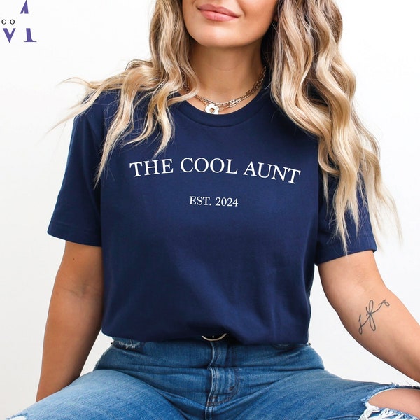 The Cool Aunt Shirt | The Cool Uncle Shirt | Baby Announcement T Shirt | Pregnancy Reveal Shirt | Gift for Aunt | Uncle EST 2024 Shirt