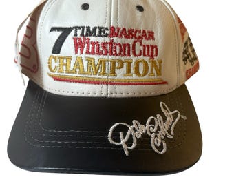 Cappello vintage in pelle di Dale Earnhardt, 7 volte campione della Winston Cup Nascar, nuovo con etichette, prodotto negli Stati Uniti.
