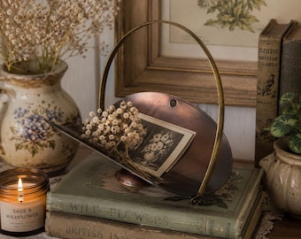Vintage Coppercraft Guild polerad kopparkorg med mässingshandtag