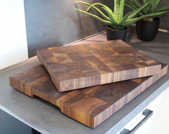Planche à découper XXL en noyer massif – Bloc à découper en bois massif – Planche de cuisine pour barbecue