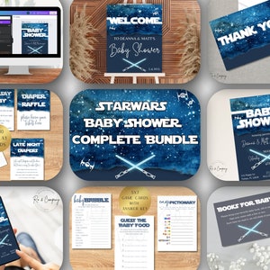Baby Shower de Star Wars, Baby Shower Jedi, Baby Shower de sable de luz, Baby Shower de niño, Cartel de bienvenida de Baby Shower, Descarga instantánea, Editable