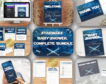 Star Wars Baby Shower, Jedi Baby Shower, Light Saber Baby Shower, Boy Baby Shower, Baby Shower Welcome Sign, Instant Download, Editable