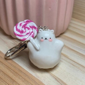 Lollipop Katze handgemachte Polymer Ton Schlüsselanhänger Katze Charme
