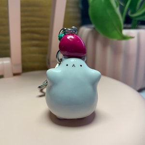 Erdbeer Katze handgemachte Polymer Clay Schlüsselanhänger Charme