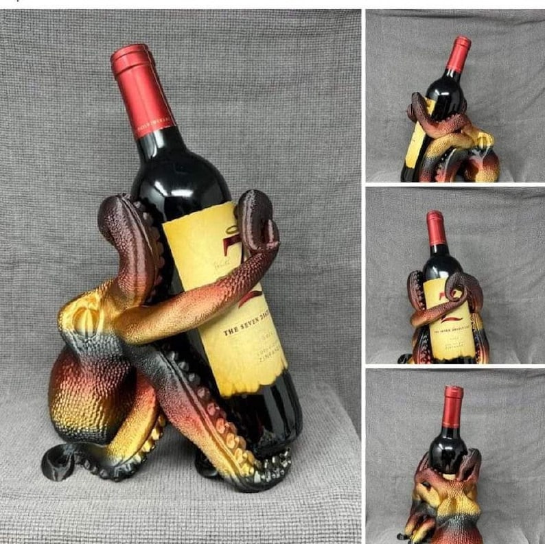 Octopus Animal 3D Print Wine Bottle Holder Stl File 3D Etsy