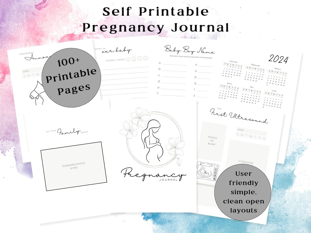 Printable Pregnancy Journal, Simple Minimalist Pregnancy Journal ...
