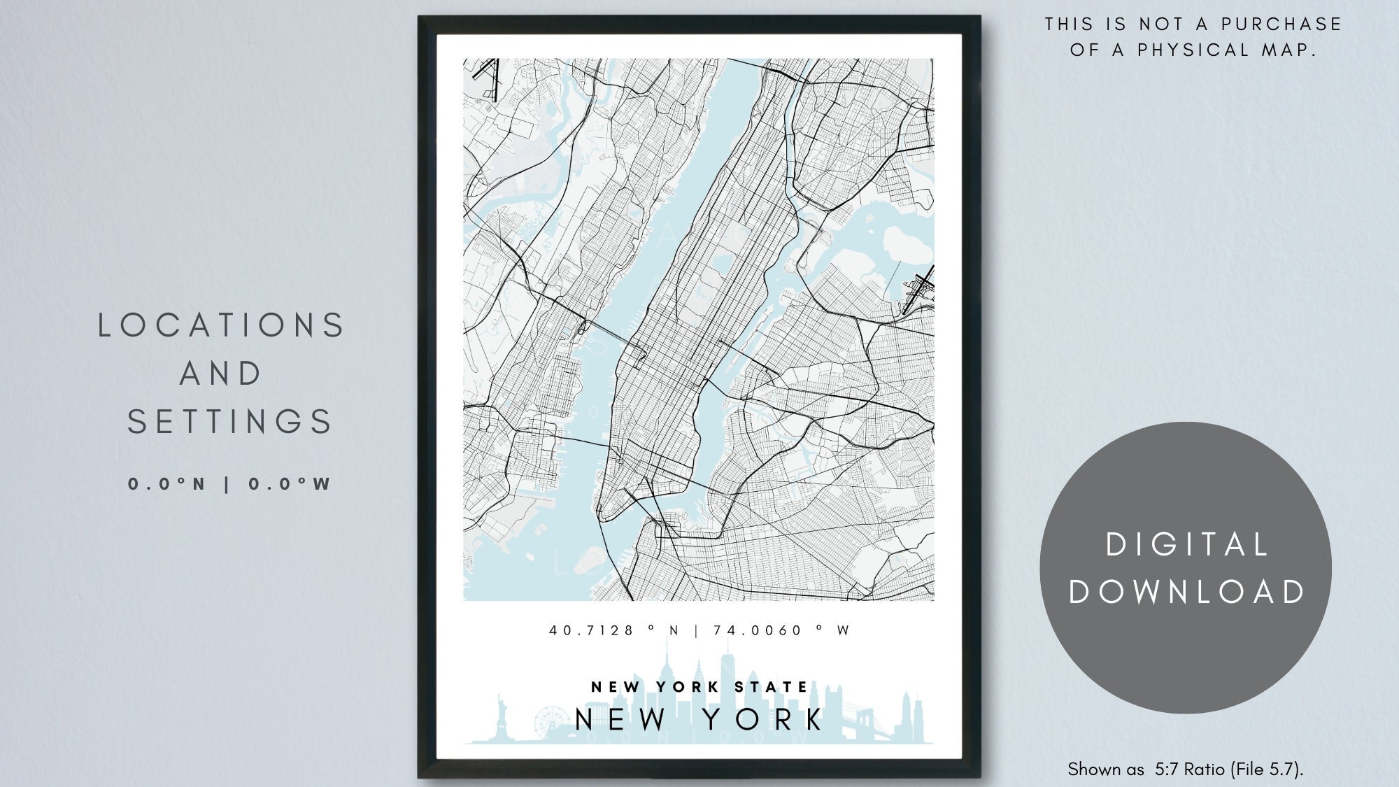 New York Skyline Map New York - Il Fullxfull.4823877573 Ddkg