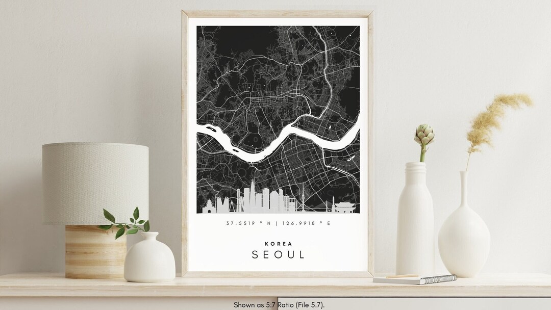 Seoul Map, Seoul Korea, Seoul Map Print, Map of Seoul, Map of Korea