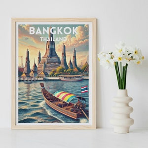 Bangkok Travel Print, Thailand Travel Poster, Travel Decor Wall Art, Thailand Temple Poster, Bangkok Lovers Wall Art, Modern Home Decor Gift