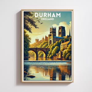 Durham City Kunstplakat, Northumberland-Druck, England-Reise-Wandkunst, britische Stadt Wohnkultur, lebendige Durham-Wandkunst, Durham-Geschenkkunst