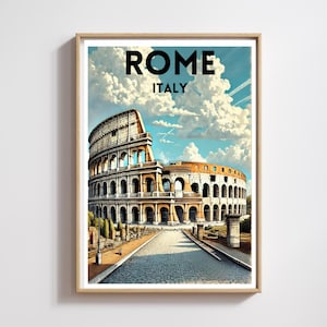 Póster de viaje de Roma, impresión de viaje por Italia, arte de pared decorativo de viaje, impresión artística del Coliseo, impresión de ilustración de Roma, arte de pared de Roma, decoración moderna del hogar