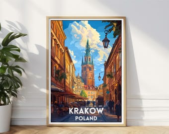 Krakow Travel Poster, Poland Wall Art Print, Poland Illustration, Krakow Travel Wall Decor, Polish Poster Art, Perfect Travel Gift