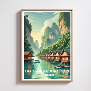 Khao Sok Thailand Travel Poster, Thailand Travel Print,Travel Decor Wall Art, Khao Sok Art Print, Thai Illustration Print ,Modern Home Decor