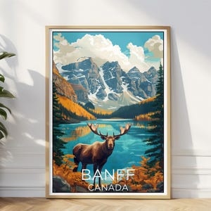 Banff Reiseposter, Kanada National Park Reisedruck, Banff Berg Illustrationskunst, Kanada Wanddekor, Banff Perfektes Reisegeschenk