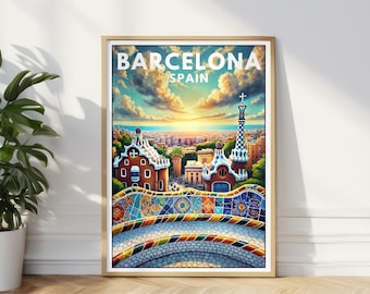 Barcelona reisafdruk, Spaanse muurkunst, Spanje stadsgezicht muur decor, uniek cadeau-idee, decor voor thuis en kantoor, Spaans reiscadeau, Barcelona poster