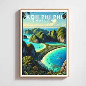 Koh Phi Phi Reise Print, Thailand Reise Poster, Reise-Dekor Wandkunst, Phi Phi Island Poster, Thailand Liebhaber Wandkunst, Phi Phi Sicht