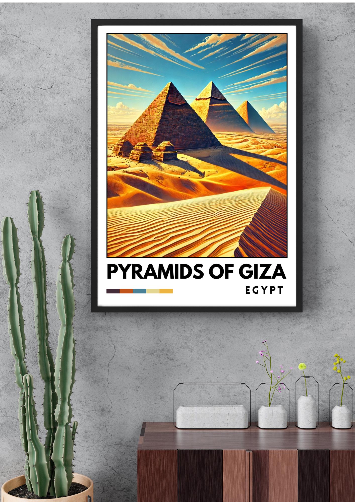 Pyramids of Giza Poster,egyptian Desert Art Print,wonder of World Wall ...