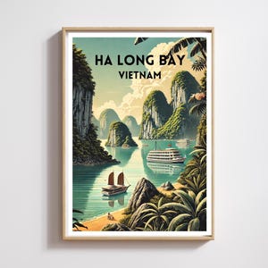 Ha Long Bay Vietnam Travel Poster, Vietnam Travel Print,Travel Decor Wall Art, Ha Long Bay Art Print,Illustration Print ,Modern Home Decor