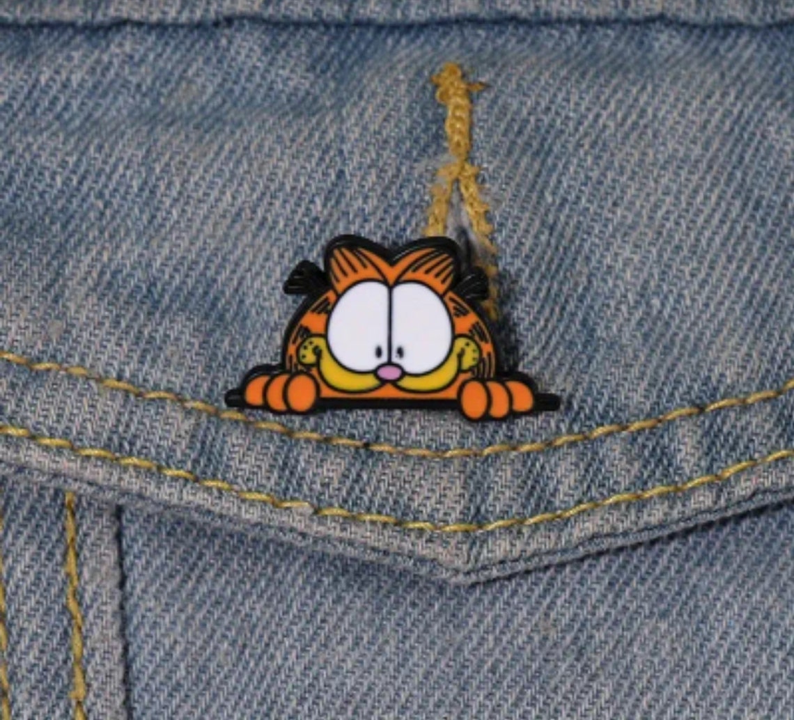 Garfield the Cat Small Enamel Lapel Pin Etsy