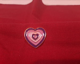 New In Packaging Purple And Pink Heart Shaped Enamel Lapel Pin 1inch
