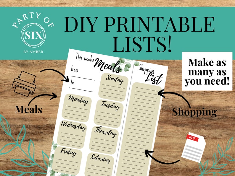 Printable Meal Planner & Shopping List Instant Download PDF - Etsy