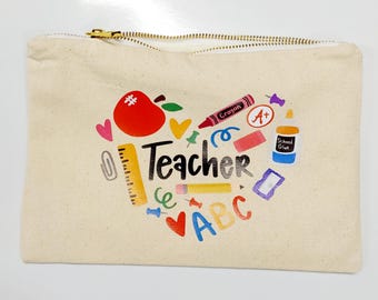 Personalized Teacher Cosmetic Bag, Teacher Appreciation Gift