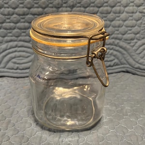 Glass Canister/Jar with clear glass clamp  Made in Italy