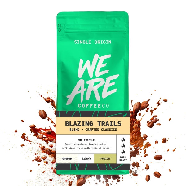 Blazing Trails Coffee Blend | Dark Roasted Coffee Blend Whole Bean, Cafetiere and Espresso