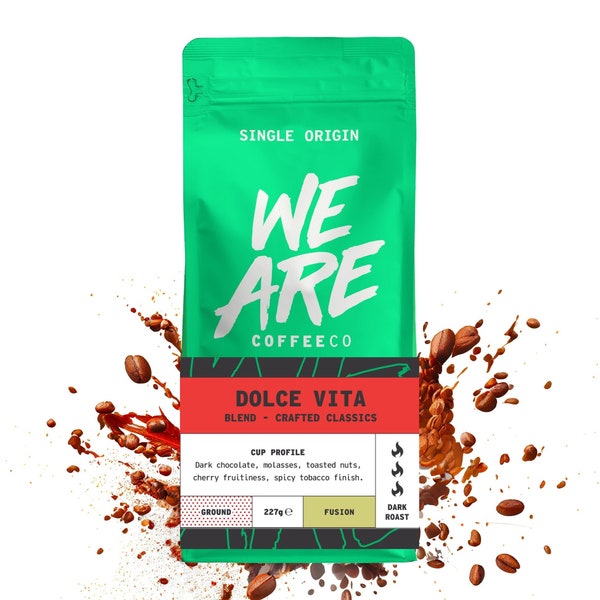 Dolce Vita (Italian Roast) Coffee Blend | Dark Roasted Coffee Blend Whole Bean, Cafetiere and Espresso