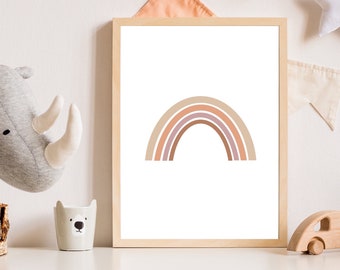 Rainbow digital print - neutral rainbow art - nursery art - kids room art