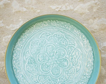 Vassoio berbero blu celadon 45 cm