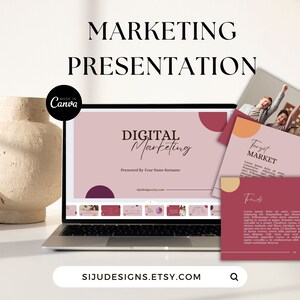 Minimalistyczny szablon prezentacji marketingu cyfrowego dostosowywany w Canva Szablon dla małych firm Szablon przedsiębiorczości Marketing