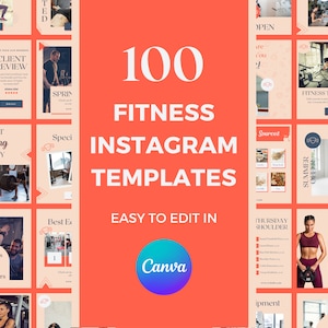 Fitness Instagram Templates, 100 Instagram Templates, Fitness Templates, Fitness Stories, Fitness Motivation, Fitness Branding, Editable