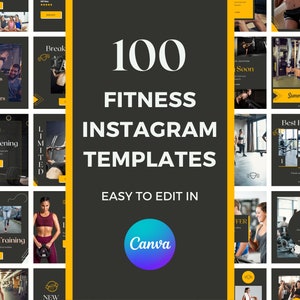 Fitness Instagram Templates, 100 Instagram Templates, Fitness Templates, Fitness Stories, Fitness Motivation, Fitness Branding, Editable