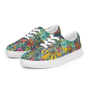 Floral Sneakers, Crazy Daisies Lace-up Canvas Shoes