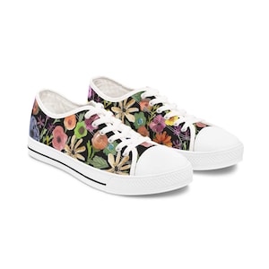 Fun Floral Low-Top Sneakers, Floral Low-Tops, Lace- Up Sneakers, Tie Sneakers