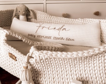 Geburtskissen mit Länge und Gewicht, Babygeschenk zur Taufe, Babydecke, Kissen personalisiert, Baby Geschenk, Geburt Geschenk, Uni W4