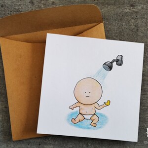 Baby Shower - Hand-Drawn Art Print Card And Envelope - For Baby Showers - Instant Digital Download