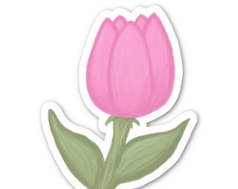 Pink Tulip Sticker 1.5" x 2.2"