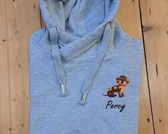 Personalised Dachshund Lover Embroidered Luxury Hoodie | Dachshund Owner Gift | Sausage Dog Hoodie | Dog Dad | Dog Mum | Pets name hoodie V2
